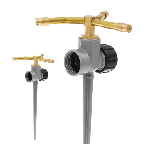 Sprinkler,2 Stück Aluminium-Legierung Rasensprenger mit 3 Armen Messing Düse, 360 Grad rotierende Rasensprenger, Long-Distance Spray für große Fläche Abdeckung Gras Gartenbewässerung von TNTGMG