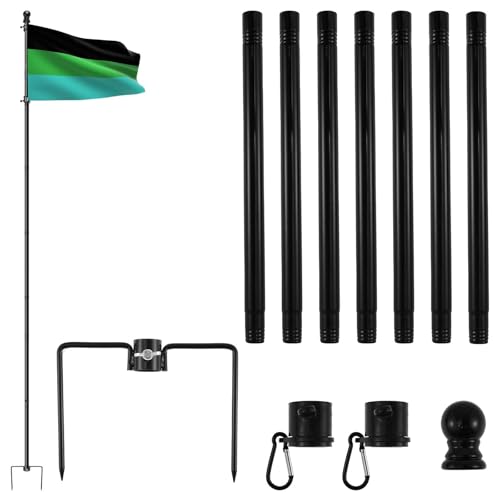 TNTGMG Fahnenmast,7 Stück 260cm Edelstahl Fahnenstange für draußen Haus,360 Grad Heavy Duty Boden Fahnenstangen mit Upgraded Halterung,2 Ringe,Topper,Windbeständig und rostfrei für Yard Haus von TNTGMG