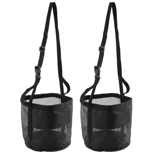 TNTGMG Pferdefutterbeutel,2-teiliger Strapazierfähiger Nylon-Netz-Pferdefutterbehälter mit verstellbarem Gurt,24 × 25 cm,Komfortables Nackenpolster und Nasenpolster,Faltbarer Boden aus Netzgewebe von TNTGMG