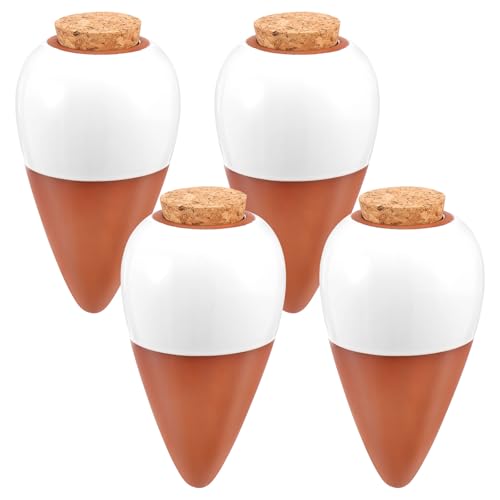 TNTGMG Pflanze selbst Bewässerung Globen,4pcs Terrakotta Pflanze Bewässerung Globen,320ml Slow Release Bewässerung Pflanzer Einsatz für Innen-und Außenbereich,8,2×8,2×14,23 cm von TNTGMG