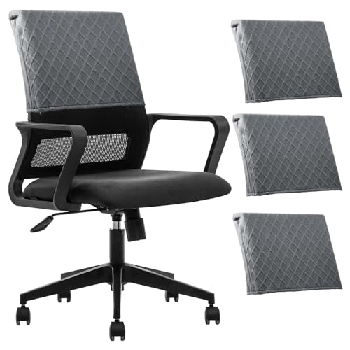 Stuhl zurück Abdeckungen,4 Stück Universal Bürostuhlbezüge Set,35×48 cm,Abnehmbare Polyester Stuhl Abdeckungen,Dehnbar Schreibtisch Kopfschutz,Waschbar Dining Sitz Slipcover für Küche Gaststätte von TNTGMG