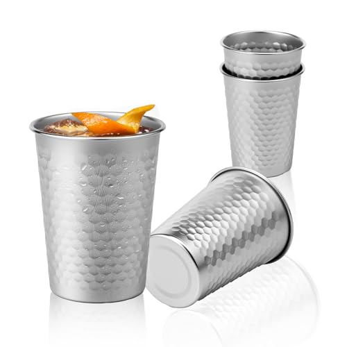 TNTGMG Trinkbecher,4 Stück 400ml Edelstahl-Wasserbecher,Unzerbrechliche und Wiederverwendbare Trinkbecher,Stapelbare Doppelwandige Stahlbecher, 8,6×11 cm, Recycelbar Silberne Becher für Partei TNTGMG Trinkbecher,4 Stück 400ml Edelstahl-Wasserbecher,Unzerbrechliche und Wiederverwendbare Trinkbecher,Stapelbare Doppelwandige Stahlbecher, 8,6×11 cm, Recycelbar Silberne Becher für Partei von TNTGMG