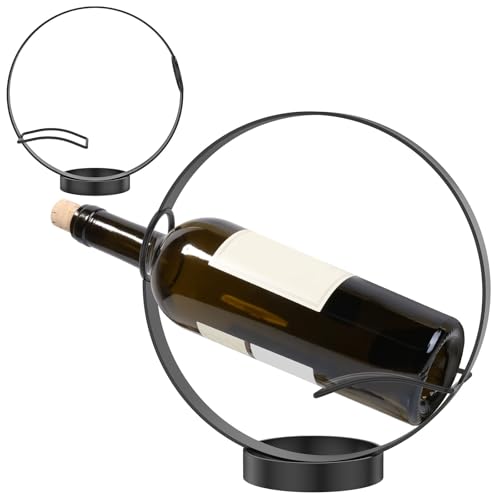 TNTGMG Weinflaschenhalter,2 Stück Metall-Weinregal für Innenschrank,Freistehender Weinständer,26,5×24,5×9,5 cm,Tisch-Weinflaschen-Organizer für Arbeitsplatte Kaffeebar Küche Haus(Schwarz) von TNTGMG