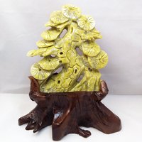 Lantian Jade, Baum, 33 cm, Schnitzerei, Exemplar, Mineral, Stein, Grün, Braun, #r-3202 von TNTMineCo
