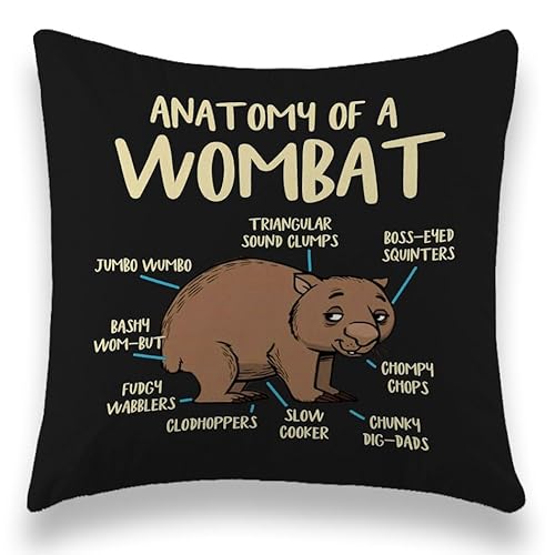 TUNW Lustiger Wombat-Überwurf-Kissenbezug, Wombat-Geschenke, Wombat-Kissenbezug, Wombat-Dekor, Wombat-Geschenke für Frauen, lustiger dekorativer Kissenbezug für Zuhause, Wohnzimmer, 45,7 x 45,7 cm von TNUW