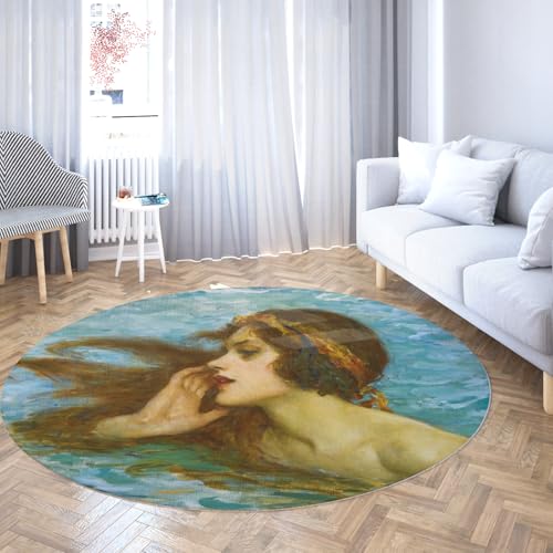 TOANGWALL Eleganter Stil waschbarer runder Teppich 60cm eine kleine Seejungfrau Rutschfester niedriger Flor Indoor Boden Kreis Teppich für Wohnzimmer Esszimmer Schlafzimmer TOANGWALL Eleganter Stil waschbarer runder Teppich 60cm eine kleine Seejungfrau Rutschfester niedriger Flor Indoor Boden Kreis Teppich für Wohnzimmer Esszimmer Schlafzimmer von TOANGWALL
