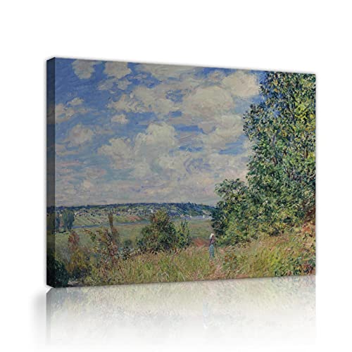 TOANGWALL La Fenaison Drucke auf Leinwand Wandkunst von Alfred Sisley Berühmte klassische berühmte Gemälde Ästhetische Kunstwerke für Schlafzimmer Wohnkultur 80x96cm Innenrahmen von TOANGWALL