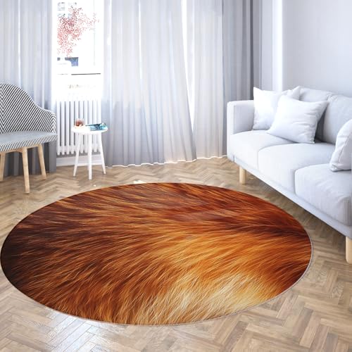 TOANGWALL Natürlicher Tierdruck Runder Teppich - Fuchspelz Texturmuster Waschbare niedrige Flor rutschfeste Innenkreismatte für Schrank Badezimmer Spielzimmer 140cm TOANGWALL Natürlicher Tierdruck Runder Teppich - Fuchspelz Texturmuster Waschbare niedrige Flor rutschfeste Innenkreismatte für Schrank Badezimmer Spielzimmer 140cm von TOANGWALL