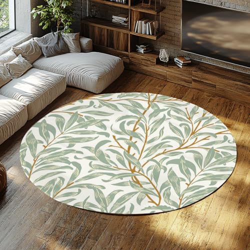 TOANGWALL Neutraler Stil waschbarer runder Teppich 160cm Pflanze Weidenzweige Muster Rutschfester Innenbereich Weicher niedrigfloriger Bodenteppich für den Eingangsbereich Esszimmer TOANGWALL Neutraler Stil waschbarer runder Teppich 160cm Pflanze Weidenzweige Muster Rutschfester Innenbereich Weicher niedrigfloriger Bodenteppich für den Eingangsbereich Esszimmer von TOANGWALL