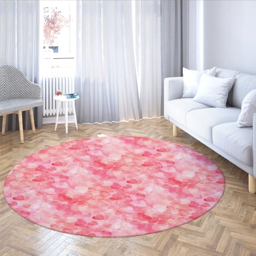 TOANGWALL Rosa Farbverlauf Runder Teppich 130cm Abstraktes Liebesherzmuster waschbarer niedriger Flor Rutschfester Innenkreis für Schrank Badezimmer Flur Spielzimmer TOANGWALL Rosa Farbverlauf Runder Teppich 130cm Abstraktes Liebesherzmuster waschbarer niedriger Flor Rutschfester Innenkreis für Schrank Badezimmer Flur Spielzimmer von TOANGWALL