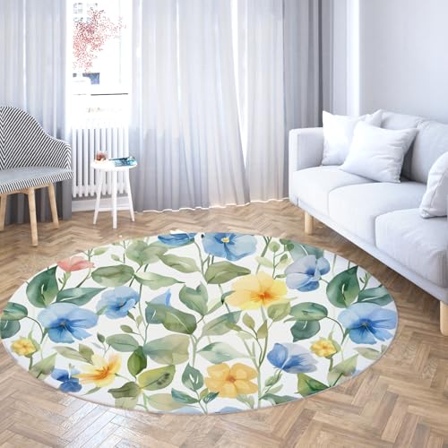 TOANGWALL Runde Teppiche 180cm botanisch Bunte Blumen waschbar Rutschfester Spaß Spielteppich moderner minimalistischer Stil für Klassenzimmer Kleinkind Zimmer Dekor Matten TOANGWALL Runde Teppiche 180cm botanisch Bunte Blumen waschbar Rutschfester Spaß Spielteppich moderner minimalistischer Stil für Klassenzimmer Kleinkind Zimmer Dekor Matten von TOANGWALL