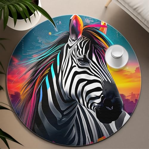 TOANGWALL Runder Teppich 140cm Schwarz und Weiß Zebra Print Maschinenwaschbar Rutschfester niedriger Flor Faltbarer Nicht haarender Wurf Kreis Teppich für das Bett Zuhause TOANGWALL Runder Teppich 140cm Schwarz und Weiß Zebra Print Maschinenwaschbar Rutschfester niedriger Flor Faltbarer Nicht haarender Wurf Kreis Teppich für das Bett Zuhause von TOANGWALL