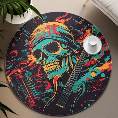 TOANGWALL Runder Teppich im Halloween-Stil - Abstrakter Schädel waschbar weicher niedriger Flor rutschfeste Innenkreismatte für Schrank Badezimmer Zuhause Flur Spielzimmer 110cm TOANGWALL Runder Teppich im Halloween-Stil - Abstrakter Schädel waschbar weicher niedriger Flor rutschfeste Innenkreismatte für Schrank Badezimmer Zuhause Flur Spielzimmer 110cm von TOANGWALL