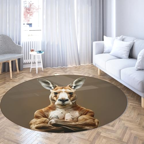 TOANGWALL Tiermotiv waschbarer runder Teppich 160cm Känguru Rutschfester niedriger Flor Indoor Boden Kreis Teppich für Küche Schlafzimmer Wohnzimmer Esszimmer TOANGWALL Tiermotiv waschbarer runder Teppich 160cm Känguru Rutschfester niedriger Flor Indoor Boden Kreis Teppich für Küche Schlafzimmer Wohnzimmer Esszimmer von TOANGWALL