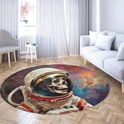 TOANGWALL Weltraum Thema Runde Teppiche für 100cm Skelett Astronaut Muster Maschinenwaschbarer Kreis Teppich für Waschküche Esszimmer Boden rutschfest TOANGWALL Weltraum Thema Runde Teppiche für 100cm Skelett Astronaut Muster Maschinenwaschbarer Kreis Teppich für Waschküche Esszimmer Boden rutschfest von TOANGWALL