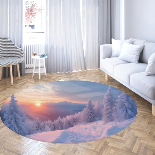 TOANGWALL Winter Landschaft Runder Teppich 180cm Schneebedeckte Zedernwaldlandschaft Waschbare weiche niedrige Flor rutschfeste Innenkreismatte für Schrank Badezimmer Flur TOANGWALL Winter Landschaft Runder Teppich 180cm Schneebedeckte Zedernwaldlandschaft Waschbare weiche niedrige Flor rutschfeste Innenkreismatte für Schrank Badezimmer Flur von TOANGWALL
