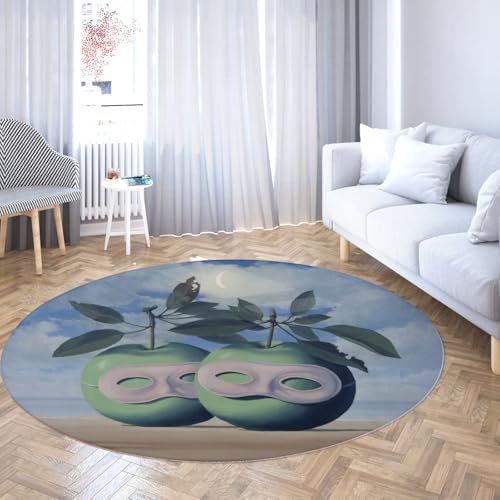 Waschbarer runder Teppich im surrealistischen Stil 240 cm Der verheiratete Priester Print Rutschfester Teppich für den Innenbereich Bodenmatten mit niedrigem Flor für den Eingangsbereich Esszimmer von TOANGWALL