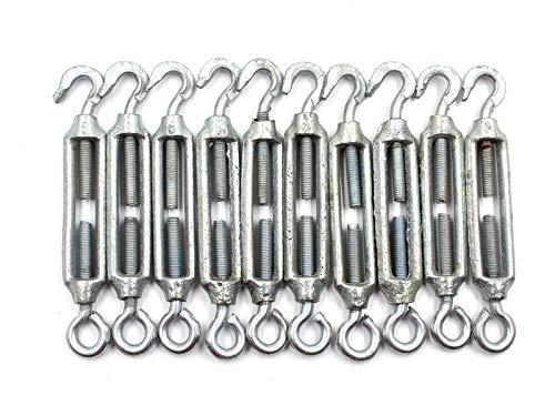 10 x robuste, verzinkte Spannschloss-Sieb, M5-Haken-Öse, Drahtspanner. von HAORONG