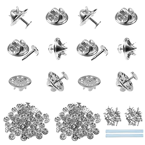 TOAOB 100 Paare 11.5mm Silberton Messing Schmetterling Kupplung mit 2 STK Schmelzklebstoff mit Leeren Pins Reißzwecken Rücken Ersatz für Abzeichen Handwerk Machen von TOAOB THE ONE AND ONLY BABY