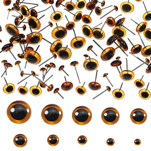 TOAOB 100 Stück 3 mm bis 12 mm Hellbraun Puppenaugen aus Plüsch Kristallglas Rund mit Stahlstift für Handpuppe DIY Handwerk Schmuck von TOAOB THE ONE AND ONLY BABY