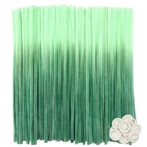 TOAOB 100 Stück Chenille Pfeifenreiniger Farbverlauf Grün 30 cm Lang und 6 mm Breit für Bastelarbeiten und Dekoration Heimwerken von TOAOB THE ONE AND ONLY BABY