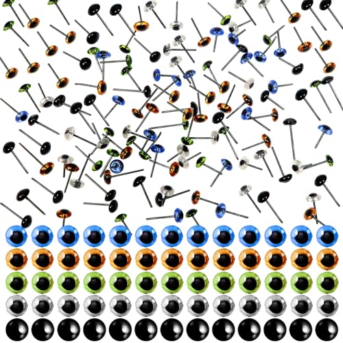 TOAOB 100 Stück Glas Augen Puppenaugen Mehrfarbig 6 mm Rund Plug in Metallnagel für Puppenherstellung von TOAOB THE ONE AND ONLY BABY
