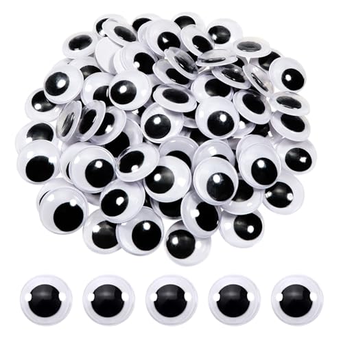 TOAOB 100 Stück Selbstklebend Wackelaugen Runde Schwarz Weiß 20mm Kunststoff Augen für Scrapbooking Kunsthandwerk Puppe Zubehör von TOAOB THE ONE AND ONLY BABY