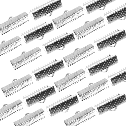 TOAOB 100 Stück Silberton Metall Bandklemmen Ribbon End 20mm mit Haltekrallen für Karabinerverschluss Jump Ringe Schmuckherstellung von TOAOB THE ONE AND ONLY BABY