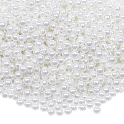 TOAOB 1000 Stück 5mm Plastik Perlen Runde Schmuckperlen Weiß Kunstperlen Kunststoff Bastelperlen für Schmuckherstellung von TOAOB THE ONE AND ONLY BABY