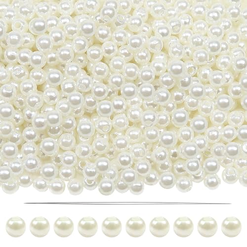 TOAOB 1000 Stück Bastelperlen Beige 6 mm Acrylperlen mit Loch Runde Perlen zum Auffädeln für DIY Schmuckherstellung Armbänder Halsketten Kleidung Basteln von TOAOB THE ONE AND ONLY BABY