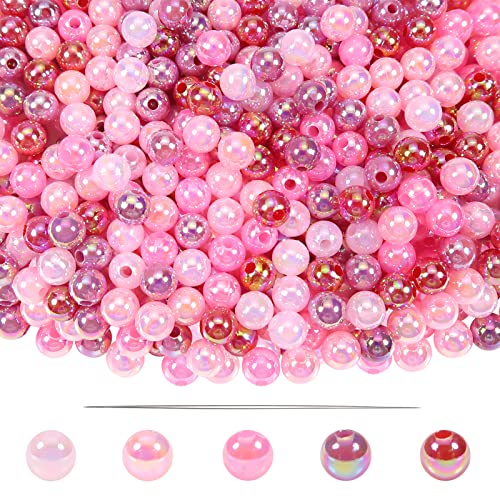 TOAOB 1000 Stück Bastelperlen Rosa Serie 6 mm Acrylperlen mit Loch Runde Perlen zum Auffädeln für DIY Schmuckherstellung Armbänder Halsketten Kleidung Basteln von TOAOB THE ONE AND ONLY BABY