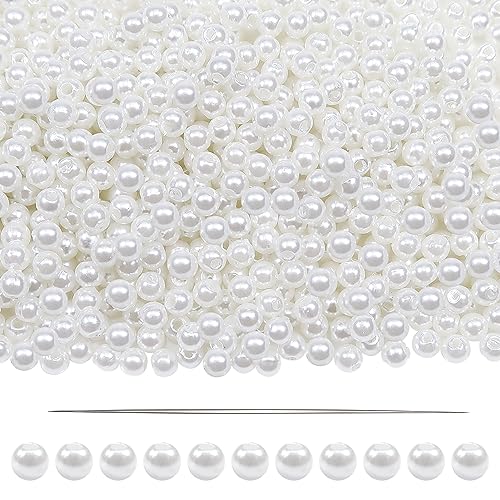 TOAOB 1000 Stück Bastelperlen Weiß 4 mm Acrylperlen mit Loch Runde Perlen zum Auffädeln für DIY Schmuckherstellung Armbänder Halsketten Kleidung Basteln von TOAOB THE ONE AND ONLY BABY