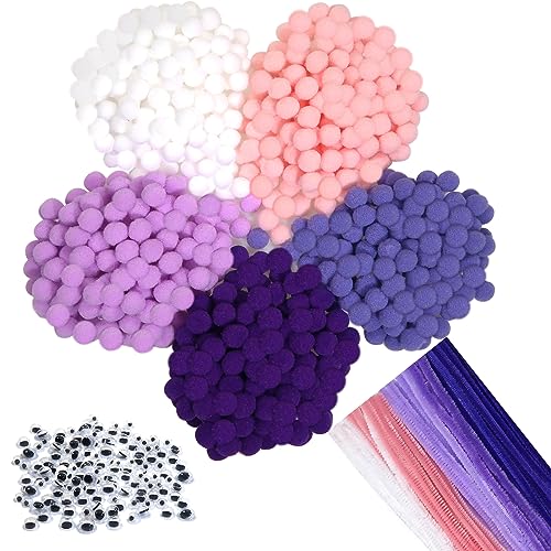 TOAOB 1000 Stück Lila Serie Pompons Pfeifenreiniger Chenilledraht und Selbstklebend Wackelaugen Verschiedene Größen für Handwerk Dekoration TOAOB 1000 Stück Lila Serie Pompons Pfeifenreiniger Chenilledraht und Selbstklebend Wackelaugen Verschiedene Größen für Handwerk Dekoration von TOAOB THE ONE AND ONLY BABY