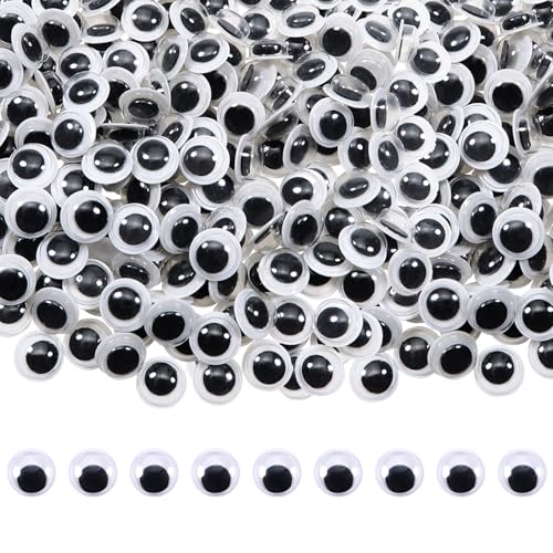 TOAOB 1000 Stück Wackelaugen Selbstklebend 10 mm Runde Schwarz Weiß Kunststoff Augen für Scrapbooking Kunsthandwerk Zubehör von TOAOB THE ONE AND ONLY BABY