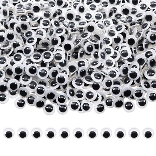 TOAOB 1000 Stück Wackelaugen Selbstklebend 8 mm Runde Schwarz Weiß Kunststoff Augen für Scrapbooking Kunsthandwerk Zubehör von TOAOB THE ONE AND ONLY BABY