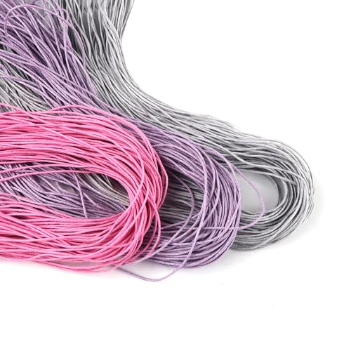 TOAOB 105 Meters Gewachste Baumwollschnur Rosa Hellviolett Silbergrau Wachsband Baumwollkordel Durchmesser 1mm für Schmuckherstellung DIY Handwerk Machen von TOAOB THE ONE AND ONLY BABY