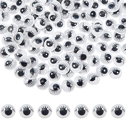 TOAOB 120 Stück Selbstklebend Wackelaugen Runde Schwarz Weiß 10mm Kunststoff Augen mit Wimpern für Scrapbooking Kunsthandwerk Puppe Zubehör von TOAOB THE ONE AND ONLY BABY