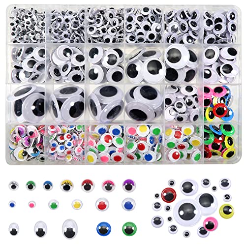 TOAOB 1214 Stücke Wackelaugen Selbstklebend Bunt Runde Googly Eyes 5 bis 25mm Kunststoff Augen für Scrapbooking Kunsthandwerk Zubehör von TOAOB THE ONE AND ONLY BABY
