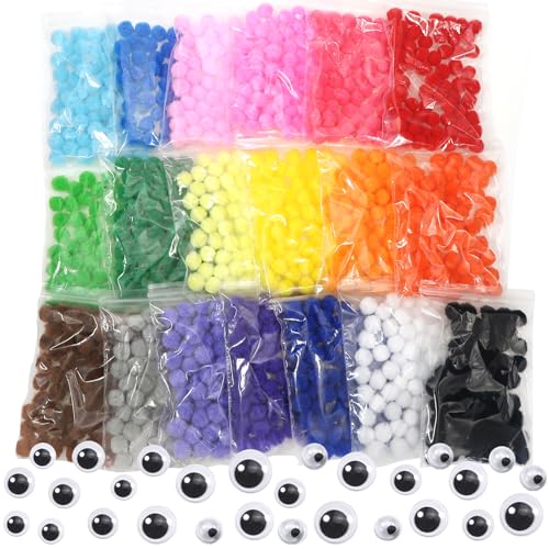 TOAOB 1240 Stück Pompons 10mm Bunte Pompom Flauschigen Plüsch set Bälle Kunst Bommel Einschließlich 100 Stück Selbstklebend Wackelaugen für Lustige DIY Kreative Handwerk TOAOB 1240 Stück Pompons 10mm Bunte Pompom Flauschigen Plüsch set Bälle Kunst Bommel Einschließlich 100 Stück Selbstklebend Wackelaugen für Lustige DIY Kreative Handwerk von TOAOB THE ONE AND ONLY BABY