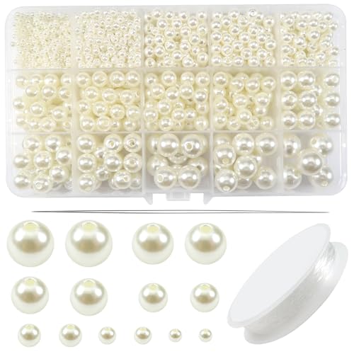 TOAOB 1400 Stück Kunstperle mit Loch Runde Perlen set zum Auffädeln Schmuck Perlen Beige 3mm 4mm 6mm 8mm 10mm 12mm 14mm für Dekorieren Kleidung Halsketten Armbänder TOAOB 1400 Stück Kunstperle mit Loch Runde Perlen set zum Auffädeln Schmuck Perlen Beige 3mm 4mm 6mm 8mm 10mm 12mm 14mm für Dekorieren Kleidung Halsketten Armbänder von TOAOB THE ONE AND ONLY BABY