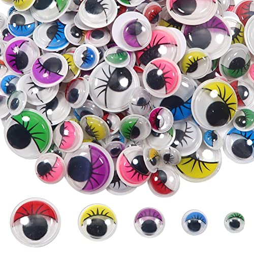 TOAOB 210 Stück Selbstklebend Wackelaugen mit Wimpern Runde Bunte 8 bis 20mm Kunststoff Augen für Scrapbooking Kunsthandwerk Zubehör von TOAOB THE ONE AND ONLY BABY