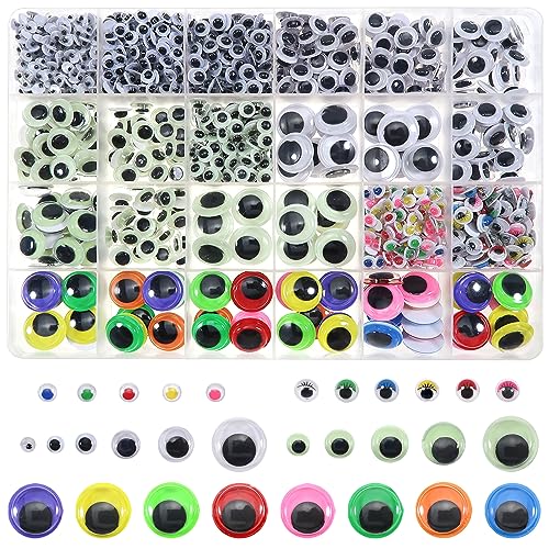 TOAOB 1500 Stücke Wackelaugen Selbstklebend Bunt Runde Googly Eyes 4 bis 15mm Kunststoff Augen für Scrapbooking Kunsthandwerk Zubehör von TOAOB THE ONE AND ONLY BABY