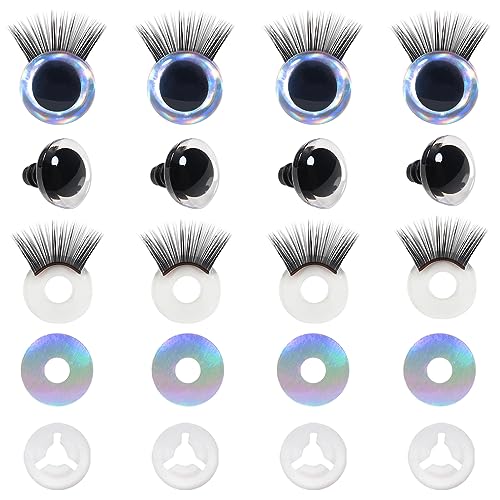 TOAOB 16 Stück 16mm Silber Puppenaugen Sicherheitsaugen Kunststoff Basteln Augen Glitter Spielzeug Augen Mit Wimpern und Hartscheibe für Häkeltiere Puppe Marionette Plüschtier Teddyaugen von TOAOB THE ONE AND ONLY BABY