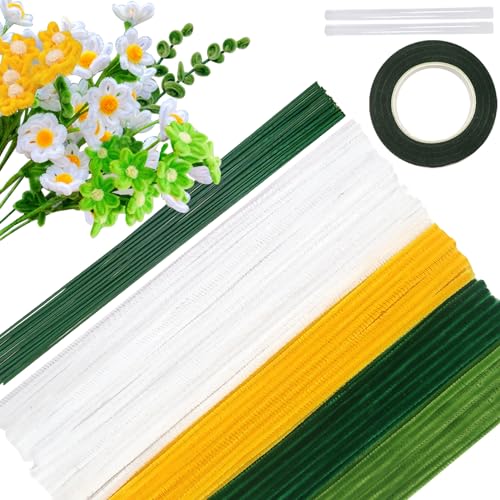 TOAOB 200 Stück 4 Farben Pfeifenputzer Bunt Set mit Blumendraht und Blumenband Chenille Stems Pipe Cleaners für Sonnenblume Bastelprojekte und Dekorationen TOAOB 200 Stück 4 Farben Pfeifenputzer Bunt Set mit Blumendraht und Blumenband Chenille Stems Pipe Cleaners für Sonnenblume Bastelprojekte und Dekorationen von TOAOB THE ONE AND ONLY BABY