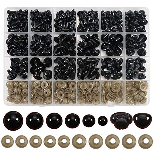 TOAOB 242 Stück Puppenaugen Sicherheitsaugen und Nasen Set 6mm bis 14mm Schwarz Kunststoff Augen mit Unterlegscheiben für Marionette TOAOB 242 Stück Puppenaugen Sicherheitsaugen und Nasen Set 6mm bis 14mm Schwarz Kunststoff Augen mit Unterlegscheiben für Marionette von TOAOB THE ONE AND ONLY BABY