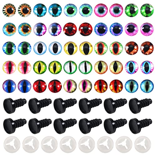 TOAOB 25 Paar Sicherheitsauge 10 mm Runde Drachenaugen Glas Puppen Augen zum Basteln Cabochon Puppen Augen mit Unterlegscheiben für Spielzeug Zubehör Plüschtier Häkeltiere Puppe von TOAOB THE ONE AND ONLY BABY