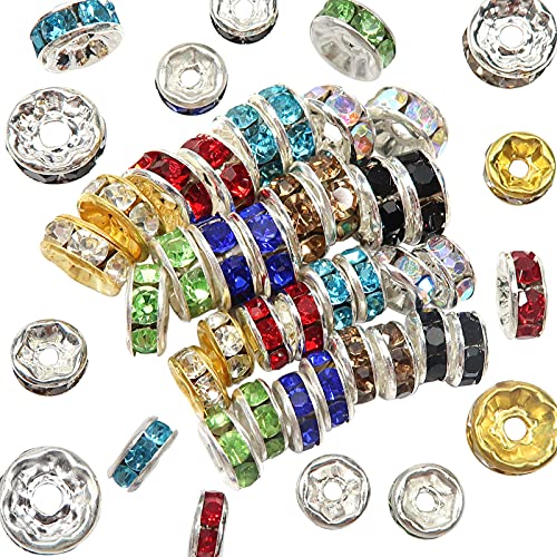 TOAOB 400 Stück Strass Spacer Perlen Bunte 6mm 8mm Metall Zwischenperlen für Schmuckherstellung von TOAOB THE ONE AND ONLY BABY
