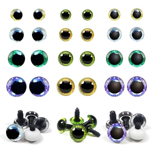 TOAOB 48 Stück Bunte Sicherheitsaugen für Häkeltiere 3 Arten Puppenaugen Glitzer 11 mm bis 18 mm Kunststoff Basteln Augen Knopfaugen mit Unterlegscheiben Puppe Marionette Plüschtier TOAOB 48 Stück Bunte Sicherheitsaugen für Häkeltiere 3 Arten Puppenaugen Glitzer 11 mm bis 18 mm Kunststoff Basteln Augen Knopfaugen mit Unterlegscheiben Puppe Marionette Plüschtier von TOAOB THE ONE AND ONLY BABY