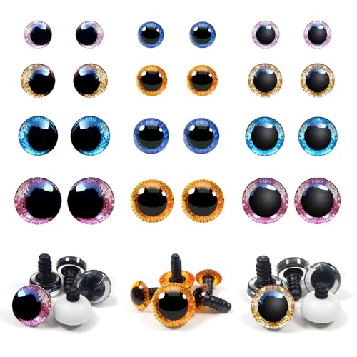 TOAOB 48 Stück Sicherheitsaugen für Häkeltiere 3 Arten Puppenaugen Glitzer 12mm bis 18mm Kunststoff Basteln Augen Bunt Knopfaugen mit Unterlegscheiben Puppe Marionette Plüschtier TOAOB 48 Stück Sicherheitsaugen für Häkeltiere 3 Arten Puppenaugen Glitzer 12mm bis 18mm Kunststoff Basteln Augen Bunt Knopfaugen mit Unterlegscheiben Puppe Marionette Plüschtier von TOAOB THE ONE AND ONLY BABY