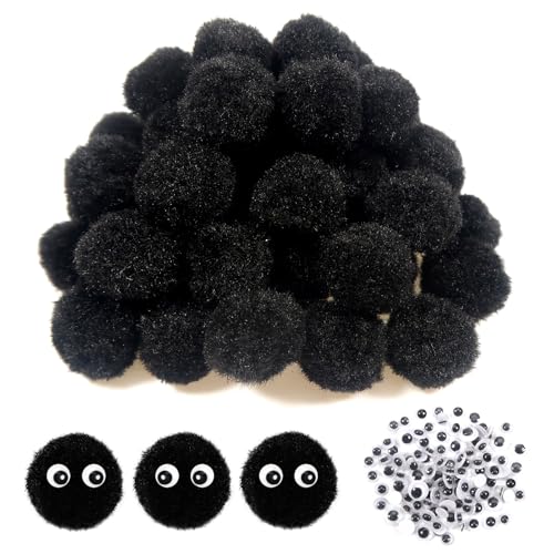 TOAOB 50 Stück Pompons zum Basteln Groß 2 cm Schwarz Pompom Flauschigen Plüsch set Bälle Kunst Bommel mit 100 Stück Selbstklebend Wackelaugen für Dekorieren Verzieren Nähen DIY Lustige Kreativen TOAOB 50 Stück Pompons zum Basteln Groß 2 cm Schwarz Pompom Flauschigen Plüsch set Bälle Kunst Bommel mit 100 Stück Selbstklebend Wackelaugen für Dekorieren Verzieren Nähen DIY Lustige Kreativen von TOAOB THE ONE AND ONLY BABY